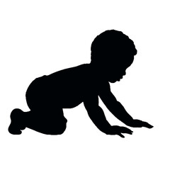 Fototapeta premium Baby Silhouette Crawling – Child Outline Vector Illustration