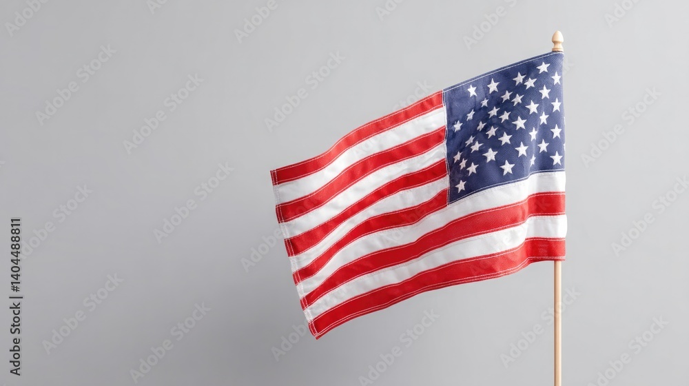 Poster minimalistic composition featuring usa flag against plain background providing ample copy space for 