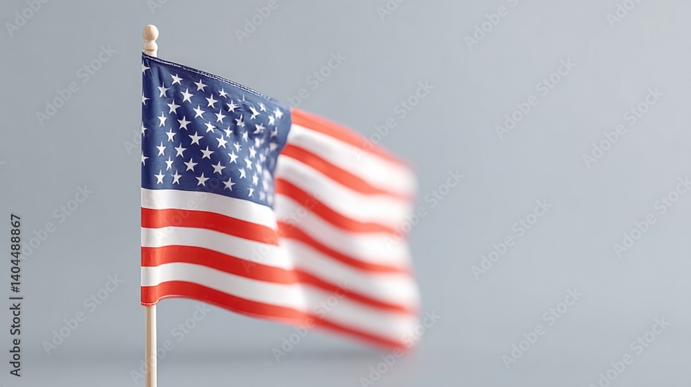 Poster minimalistic composition featuring usa flag against plain background providing ample copy space for 