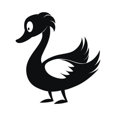 Black silhouette of a duck cartoon.
