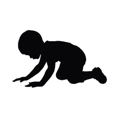 Baby Crawling Silhouette Vector Set | Cute Infant Crawling Poses Illustration