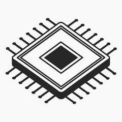 Tech Processor Silhouette Flat Modern Chip Icon