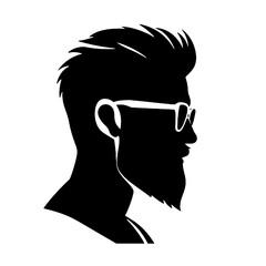 Stylish Bearded Man Vector Silhouettes with Sunglasses | Hipster Male Portrait Illustrations