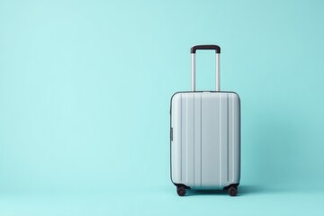 minimalistic suitcase stands alone on smooth solid color background