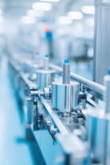 Fototapeta premium minimalistic view of modern factory production line with polished machinery clean design emphasizing orderly precision