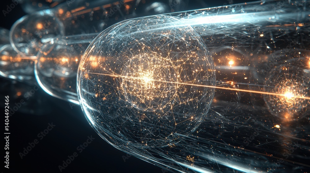Poster futuristic energy flow visualization digital space abstract art dark environment macro view conceptu
