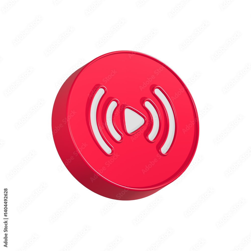 Poster streaming icon button 3d rendering