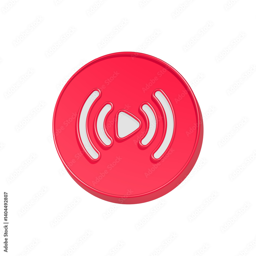 Poster streaming icon button 3d rendering