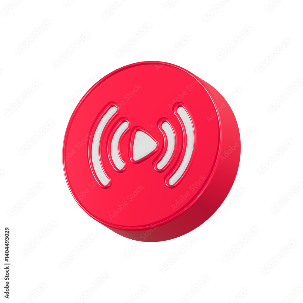 Poster streaming icon button 3d rendering