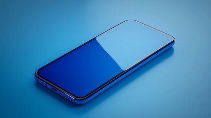 Modern blue smartphone mockup on blue background for app presentation clean mobile screen device