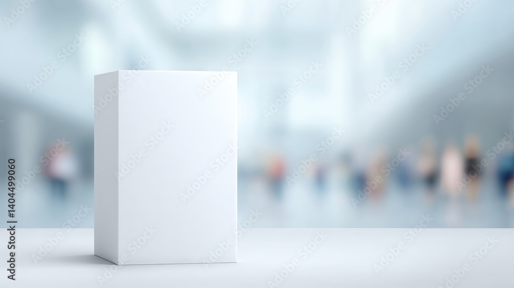 Poster sleek and minimalistic empty podium for drinks with blurred people in background for clean image