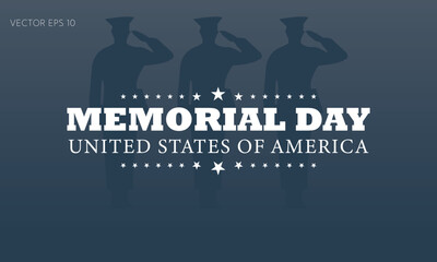 Memorial Day Tribute with Saluting Soldiers and Stars on Dark Gradient