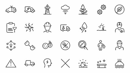 Fototapeta premium Explore a collection of minimal outline icons focused on accidents perfect for web and mobile user interfaces or infographic designs