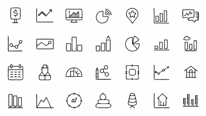 Clean and modern charts icon collection designed for dashboards metric tracking and financial analysis user interface elements
