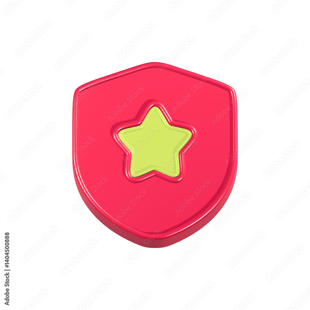 Poster star with shield icon 3d rendering