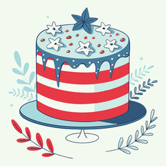 4th of July Cake Image USA Celebration Graphic for Invitations & Posters 04