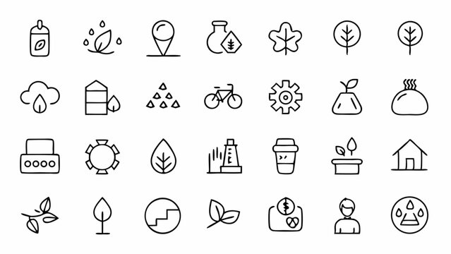 Refresh your eco friendly design with these environment themed outline icons suited for green apps recycling info and sustainability platforms