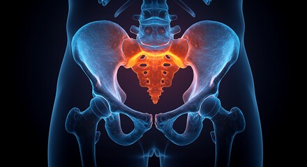 Sacrum's Glow: A 3D Render of Pelvic Anatomy AI Generated
