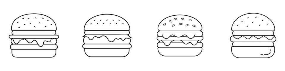 burger icon, burger line art - simple line art of burger, perfect for burger logos and icons