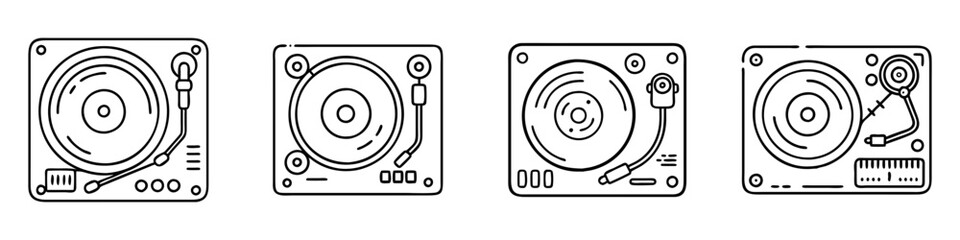 dj turntable icon, dj turntable line art - simple line art of dj turntable, perfect for dj turntable logos and icons