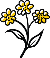 Borage, Yarrow, Coreopsis, Cornflower, Verbena, Allium, Alstroemeria, Bellflower, Bougainvillea, Bouvardia, flower logo icon
