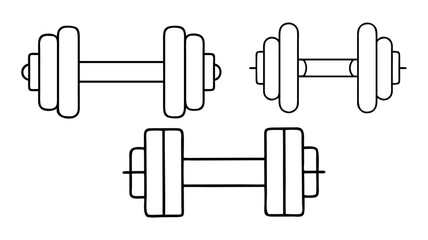 dumbbell icon, dumbbell line art - simple line art of dumbbell, perfect for dumbbell logos and icons