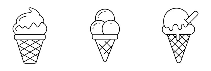ice cream icon, ice cream line art - simple line art of ice cream, perfect for ice cream logos and icons