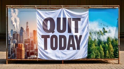 Obraz premium A banner with a white background and three different images on it
