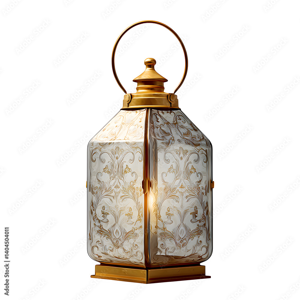 Poster decorative lantern with handle isolated on transparent background