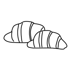 croissant icon on white background, line style, vector illustration