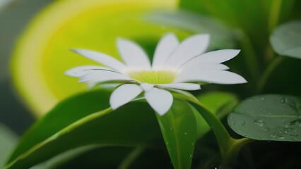 white flower on green background