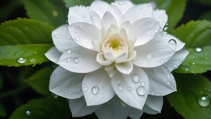 white flower with water drops