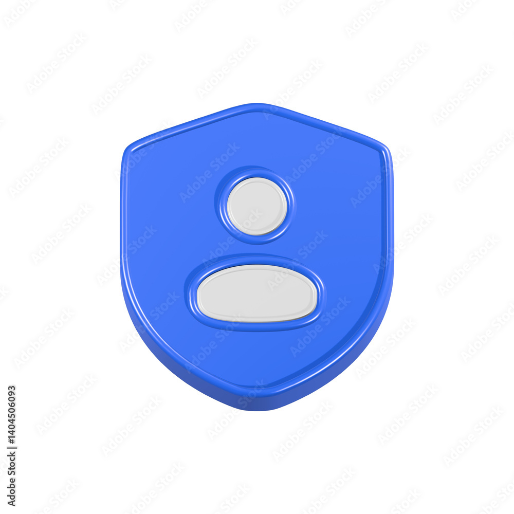 Poster shield persnal account user with shield 3d rendering