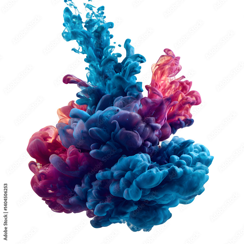 Poster ink drop in water explosion isolated on transparent background
