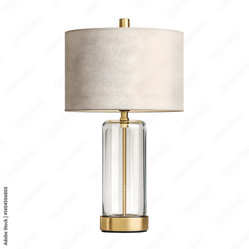 Poster modern table lamp with gold base isolated on transparent background
