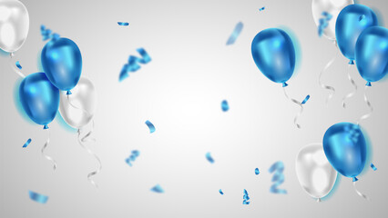 birthday balloons and blue confetty vector	