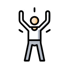 Person Raising Arms in Victory Icon Design