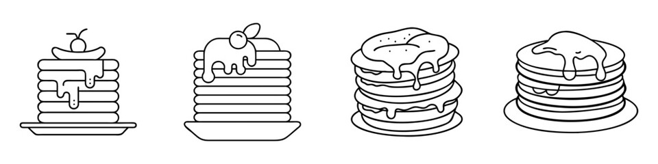 pancakes icon, pancakes line art - simple line art of pancakes, perfect for pancakes logos and icons