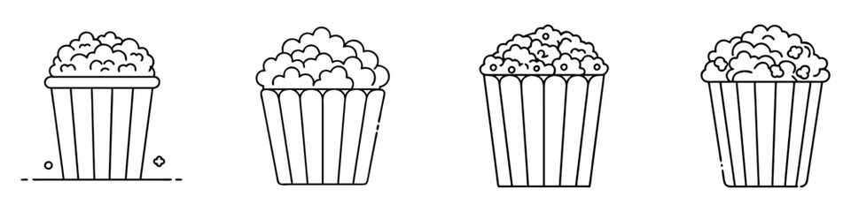 popcorn icon, popcorn line art - simple line art of popcorn, perfect for popcorn logos and icons
