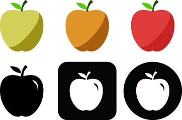 Set Icon Apple Fruit Pack