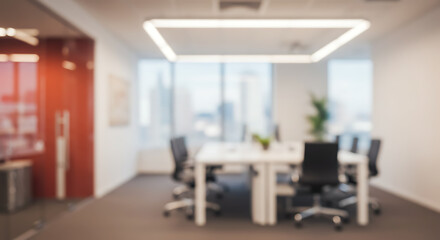 City View Office: Blurred Serenity of a Modern Workspace AI Generated