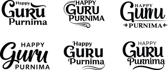 Happy Guru Purnima Typography – Spiritual Calligraphy for Indian Festival Greeting