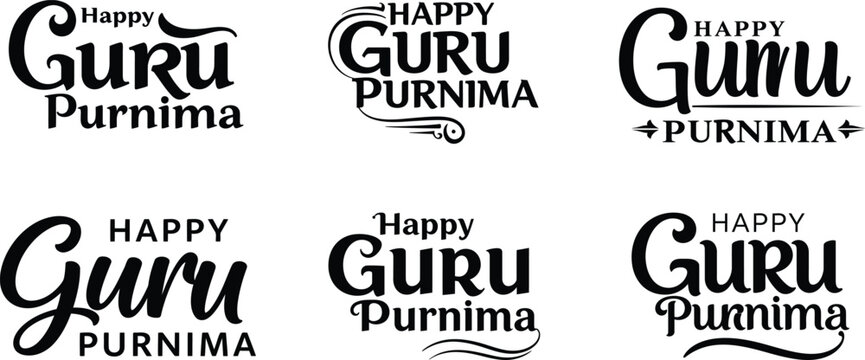 Happy Guru Purnima Typography &ndash; Spiritual Calligraphy for Indian Festival Greeting