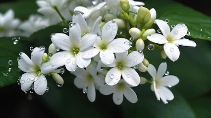 white flowers on a black background