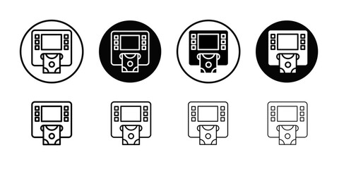 ATM icon Flat simple outline set