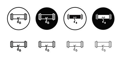 Broken pipe icon Flat simple outline set