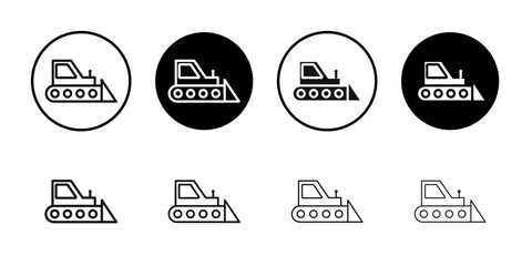 Fototapeta premium Bulldozer icon Flat simple outline set