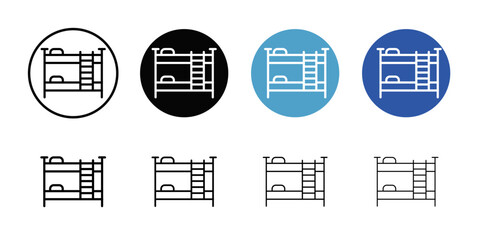 Bunk bed icon Flat simple outline set
