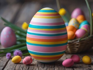 Colorful Striped Easter Egg Still Life