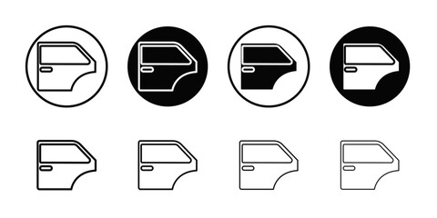 car door icon Flat simple outline set